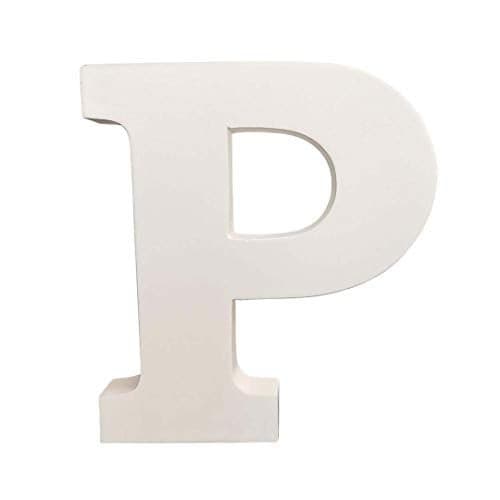 SMARTCAREWOOD Wooden P Letter- English Upper Case Alphabets Cutouts for Art and Craft Work (P_White_15x2.5 Cm)