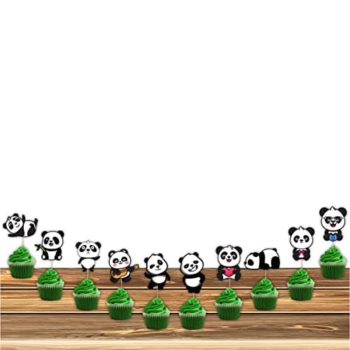 Festiko®Cute Cartoon Panda Birthday Party Supplies,Children Party Decoration,Girl Birthday Party Decoration Cup Cake Toppers (10 Pcs)