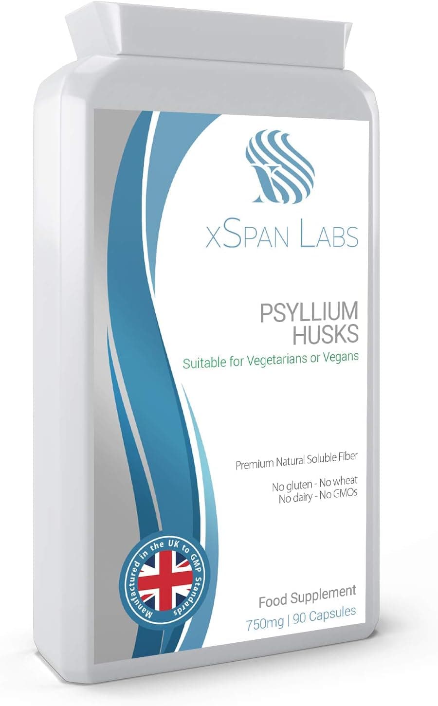 Psyllium Husks 750mg 90 Capsules All Natural Soluble Fibre Supplement Great for Digestion Keto Diets and complementing BioCulture Supplements Manufactured in The UK
