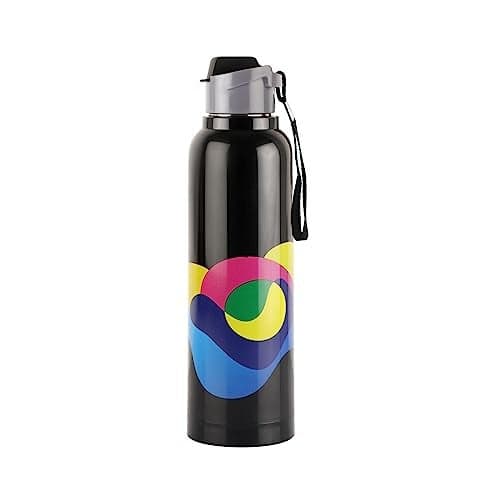 CELLO Puro Steel-X Benz Pro 600 | Leak Proof | Wide Mouth & Easy to Open | Insulated Inner Steel Outer Plastic Water Bottle | 520ml| Black