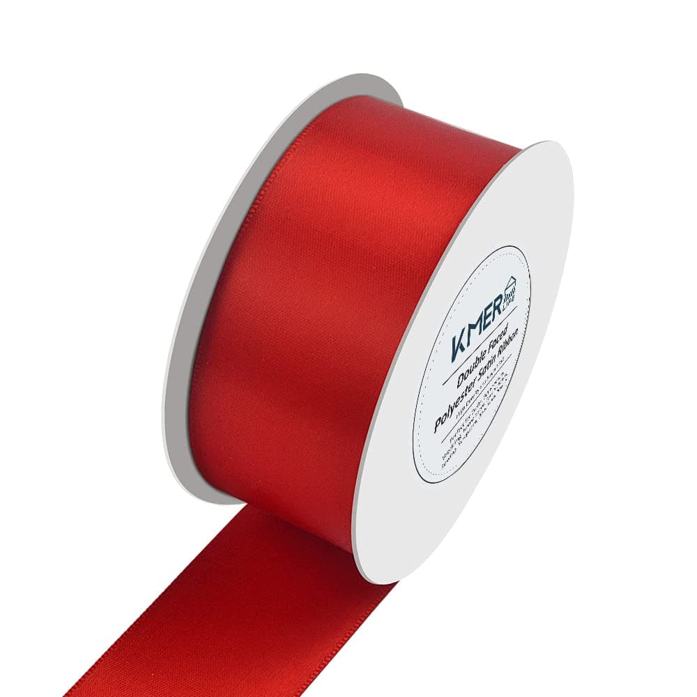 112 inch x 25 Yards Double Faced Polyester Red Satin Ribbon Perfect for Gift Wrapping Very Suitable for Weddings Party Hair Bow Invitation Decorations and More