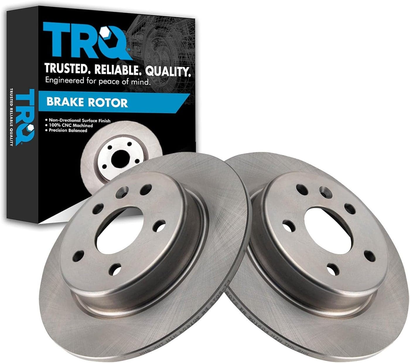 TRQ Rear Replacement Brake Rotor Pair for Chevy Cruze, Volt, and Bolt