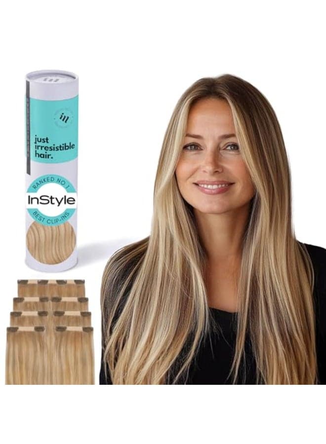 Irresistible Me Real Human Hair Extensions Clip Ins 100 Human Hair Clip In Extensions for Length Volume Invisible Extension Heat Resistant Dyeable Blonde Highlights 14 Inches