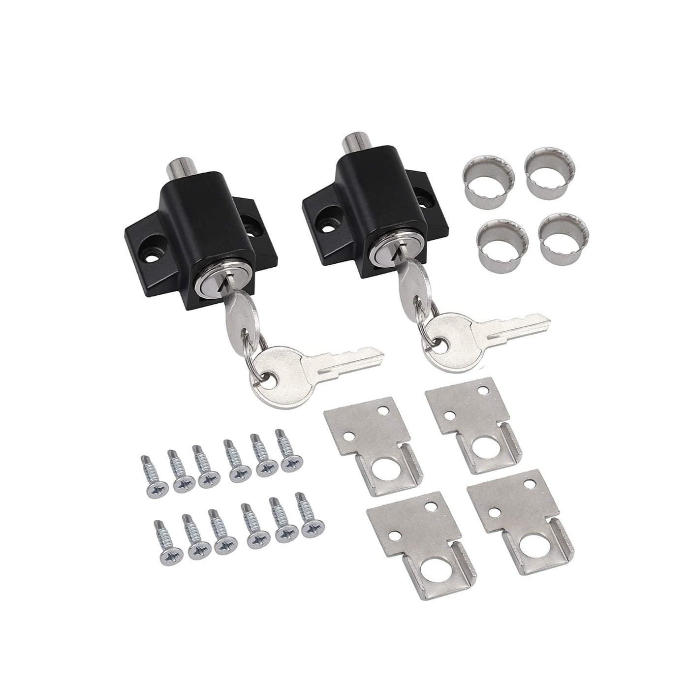 Sliding Patio Lock, Door Lock Reinforcer Privacy Door Latch, Sliding Patio Lock Sliding Patio Door Latches Set, Security Lock Window and Patio Door Window Bolt Sliding Universal Locks 2Pcs Black