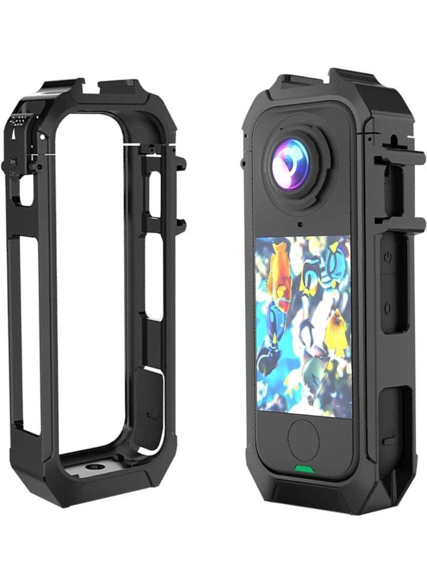 Utility Protective Case Frame Cage for Insta360 X4 Air, Camera Shockproof Bezel Expansion Plastic Housing with Magnetic Quick Release Mount Interface, Dual Cold Shoe Port, with 1/4" Threads Mount