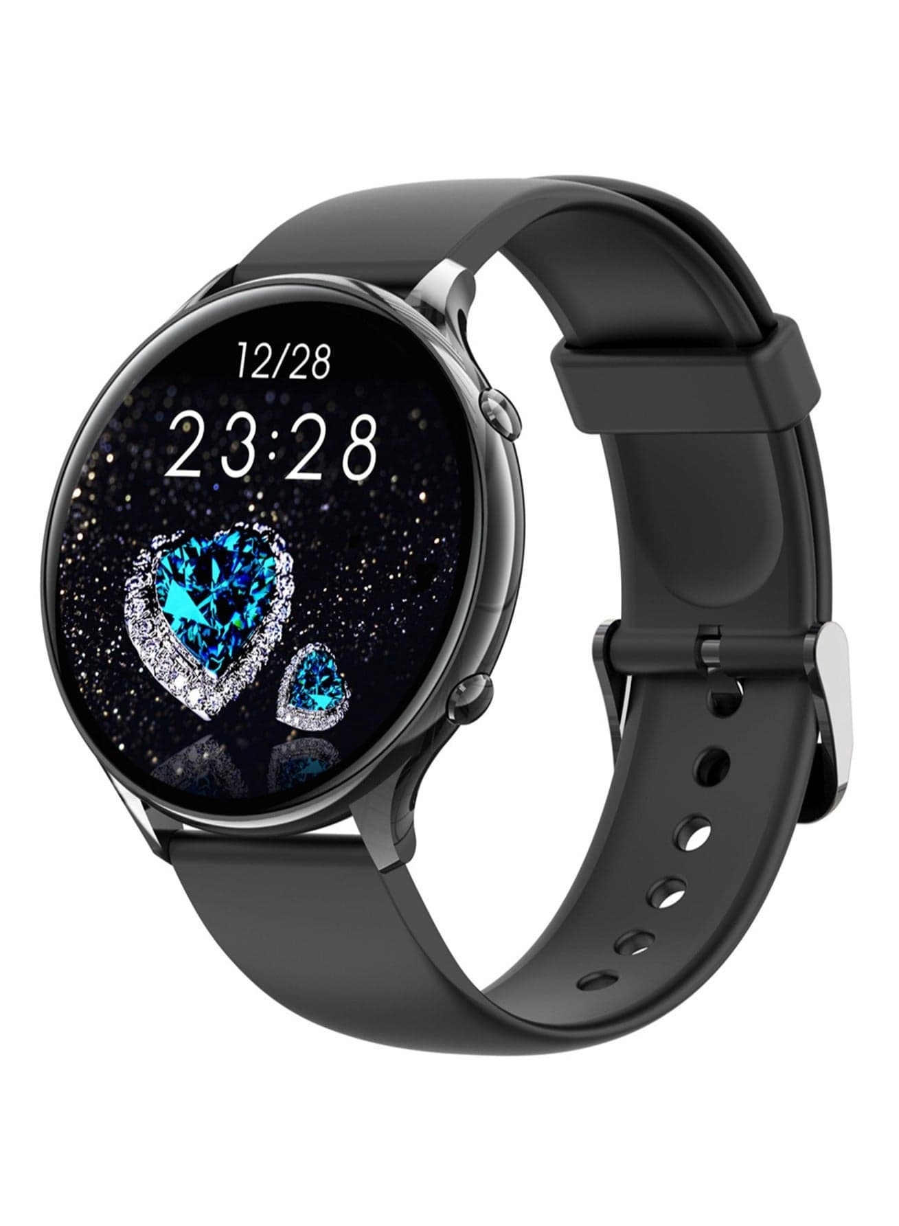 QS06/G31 Full Circle Ultra-thin Heart Rate Body Temperature Blood Oxygen Fashion Sports Smart Watch Bracelet (Black Strap)