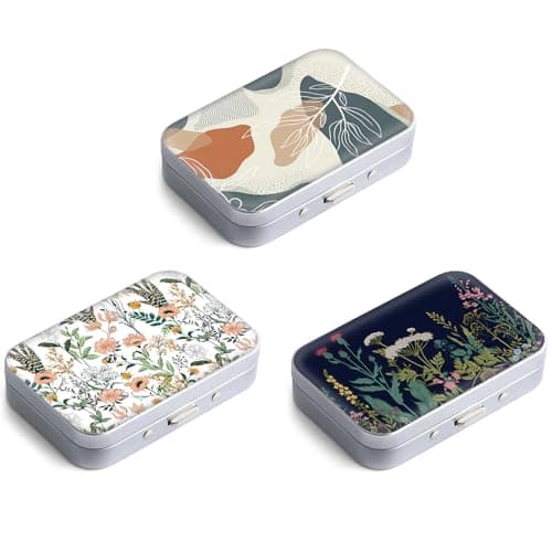 Gerkia Dental Floss Portable Case, Easy to Store Floss Picks of Various Sizes, Portable Dental Floss Dispenser is Perfect for Travelling, Hotels, Dinners, Appointments.Floral 3 Piece
