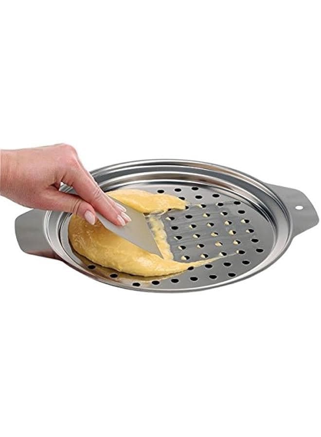 Stainless Steel Spaetzle Maker Lid with Scraper Traditional German Egg Noodle Maker Pan Pot Spaghetti Strainer