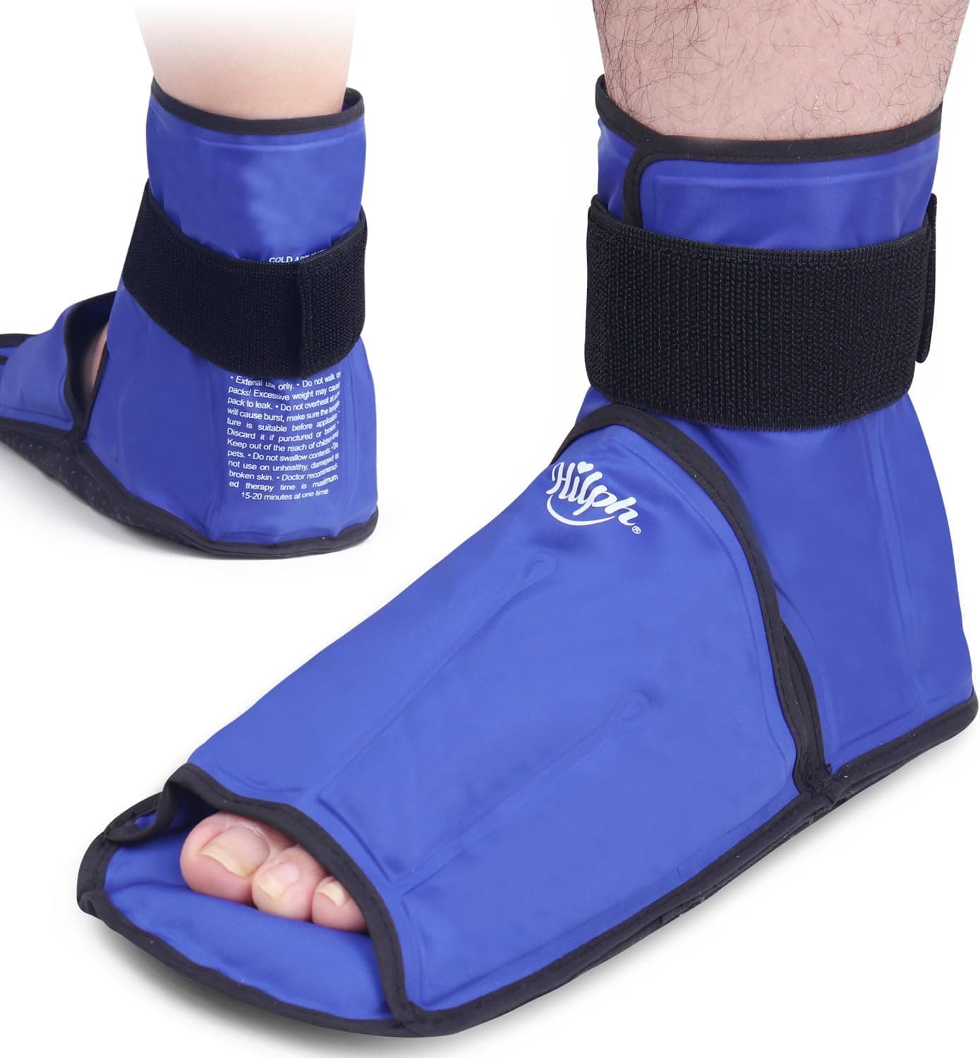 Hilph Large Ankle Foot Ice Pack Wrap for Sprained Ankle and Surgery Recovery, Reusable Gel Ice Boot with Hot Cold Therapy for Feet Injuries, Plantar Fasciitis, Achilles Tendonitis, Easy Slip-On