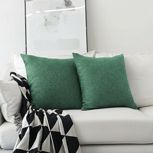 Khooti Jute Cushion Cover | 24x24| Green | Set of 2 | Throw Pillow Cover for Couches, Chairs, Sofas, Beds, Coffee Tables, Living Rooms, Bedrooms, Modern Boho Design