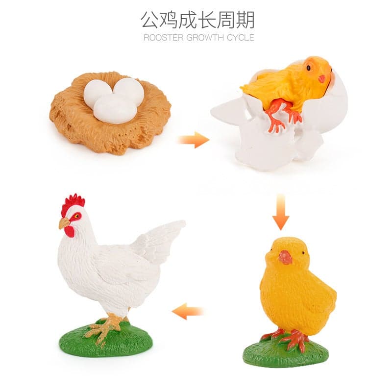 Farm Rooster, Hen, Chick Group, Pecking Rice Ornaments, Feeding Chicken, Farmer'S Courtyard Flower Bed Decoration, Poultry Chicken Model