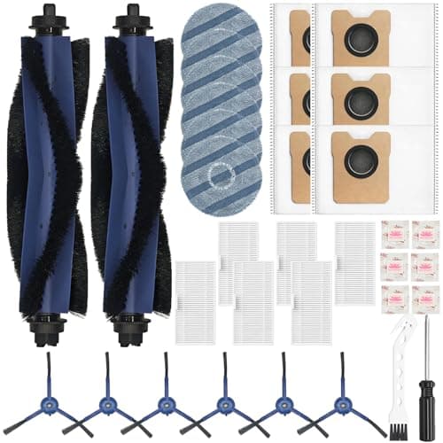 Pure Realm 34 Pack for eufy Vacuum Omni C20 Accessories Kit2 Mainbrush 6 Filter 6 Dust Bag 6 mop pads 6 Sidebrush 1Cleaning Brush 1Screwdriver6 Sachet