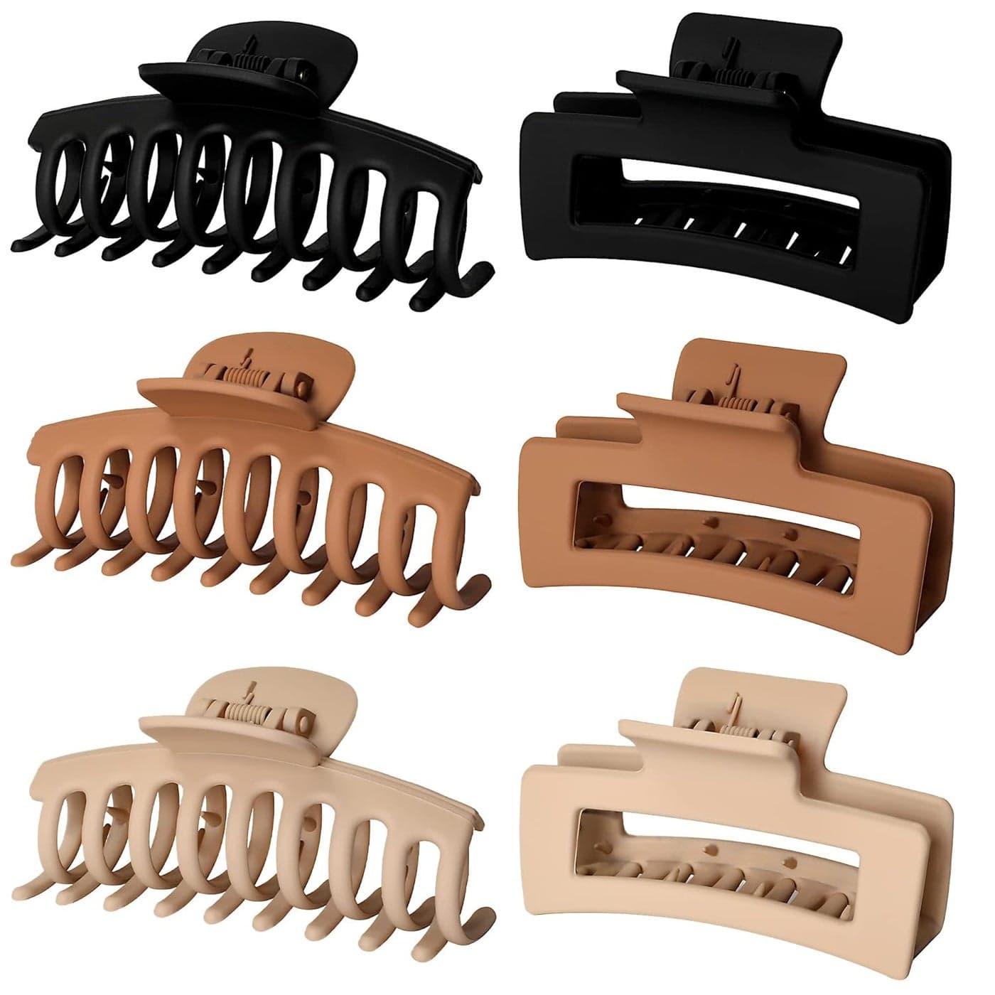 Vsiopy 6pcs Medium Large Matte Square Claw Hair Clips for Women Versatile Styling for Thick Thin Hair