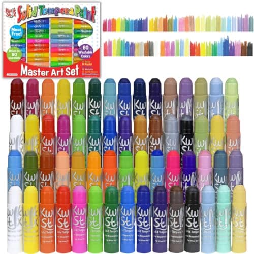 Kwik Stix Solid Tempera Paint Sticks 60 Colors Washable Paint Sticks for Kids Super Quick Drying NonToxic Allergen Free Paint Sticks in Classic Metallic Neon Pastel Jewel Earth Colors Paint for Kids and Toddlers
