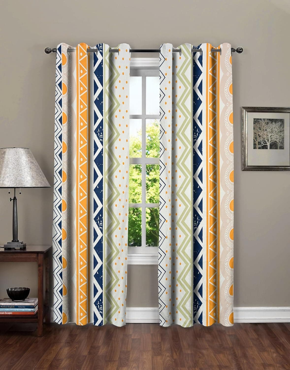 RRC Super Soft Brushed Microfiber Cotton Printed Long Door CurtainsPack of 248X108Inches 9 Feet Living RoomGrommet Curtain PanelPack of 2 Panel Door Curtains