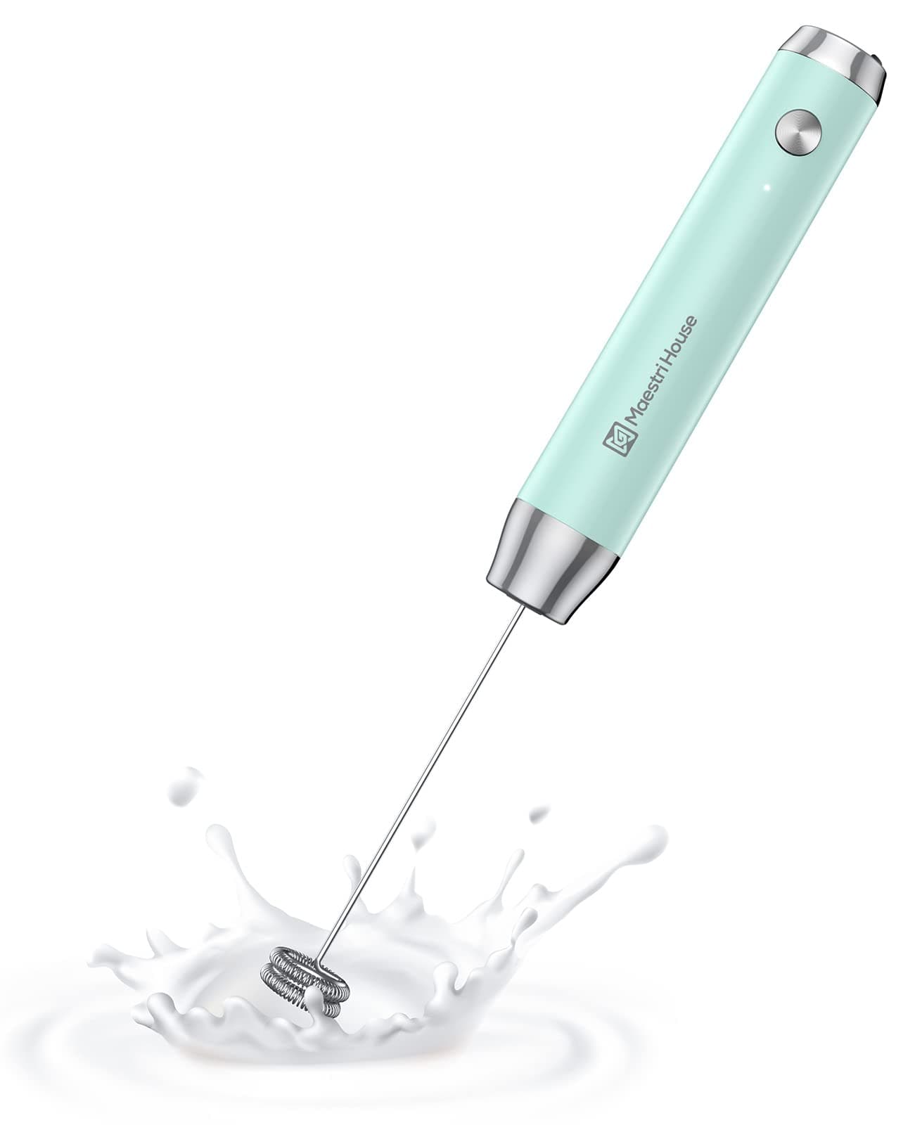 Maestri House Rechargeable Milk Frother Handheld Electric Foam Maker Waterproof Detachable Stainless Steel Whisk Drink Mixer Foamer for Lattes CappuccinoLunaFro NS