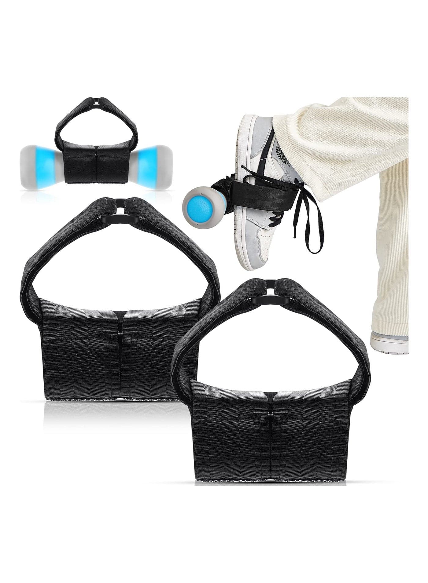 Dumbbell Ankle Strap - Black Tibialis Trainer for Calf Raises, Shin Splint Relief, and Leg Exercises. Ideal for Home and Outdoor Workouts. Includes 2 Pieces for Men and Women Fitness.