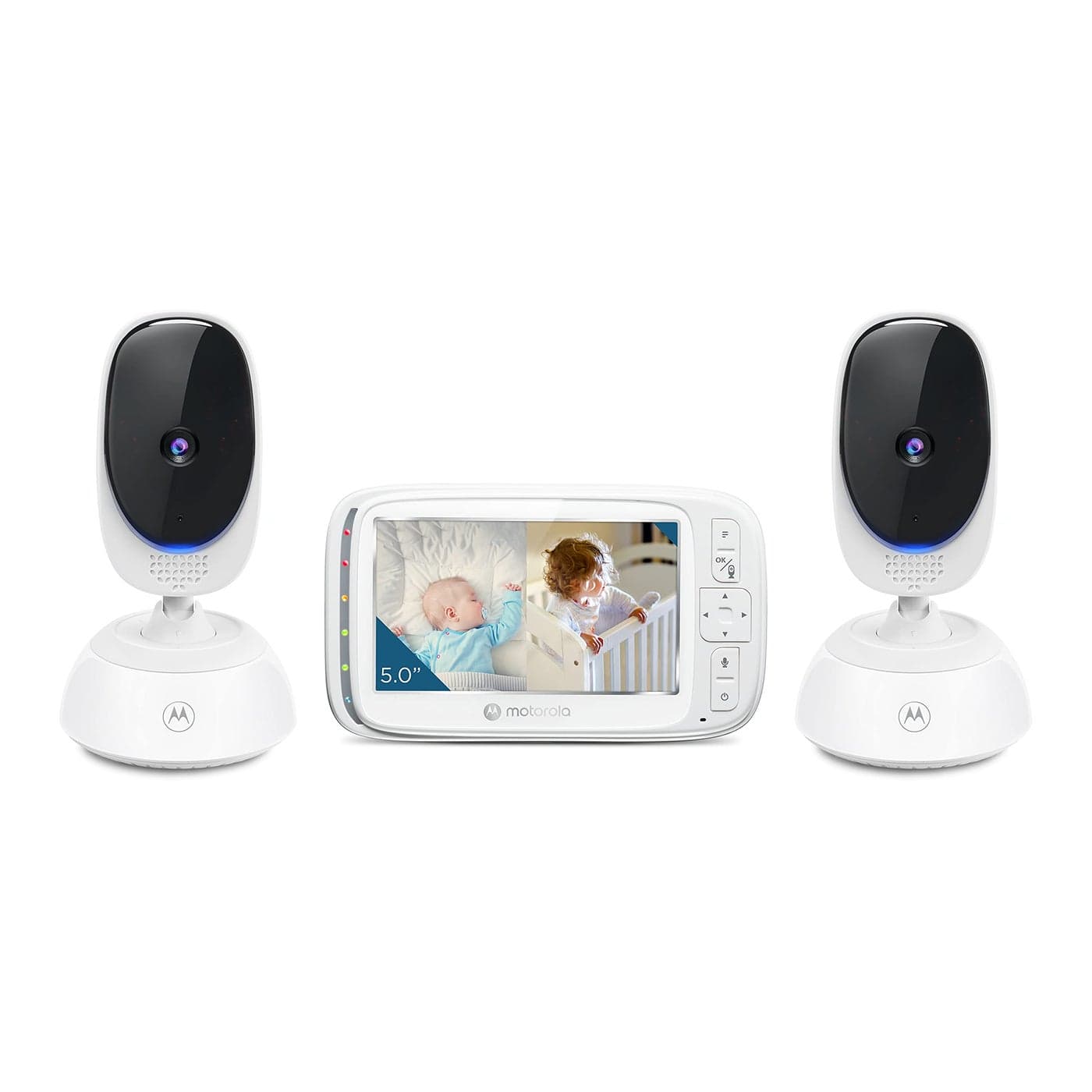 Motorola Nursery VM75 2-Camera Video Baby Monitor, 480x272p, 1000ft Range, 5" Screen, 2-Way Audio, Pan/Tilt/Zoom, Room Temp, Lullabies, Night Vision