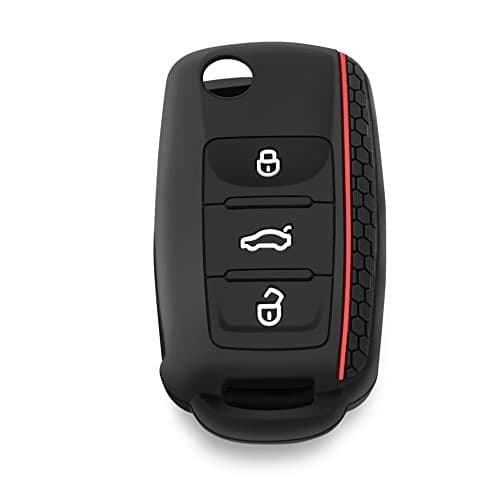 AndyGo Silicone Protective Key Cover for Volkswagen VW Golf Polo Bora Tiguan Passat Skoda Yeti Superb Rapid Octavia SEAT Leon Ibiza 3 Button (Red)
