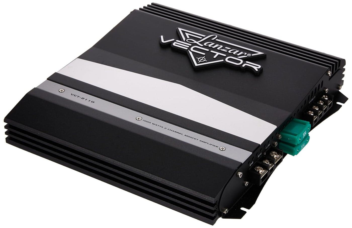 Lanzar 1000W 2-Channel Bridgeable Mono/Stereo Amplifier - High Power MOSFET Amp for Car Audio - Crossover - Bass Boost - RCA Input - Line Output - Thermal/Short Circuit Protection - Slim Size- VCT2110