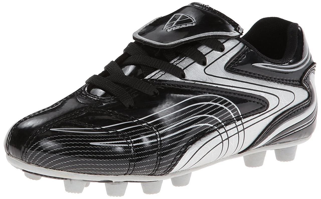 Vizari Striker FG Soccer Shoes | Firm Ground Cleats for Outdoor Surfaces and Fields | Lightweight and Easy to wear Youth Outdoor Soccer Cleats | Black/Silver | 3 Little Kid
