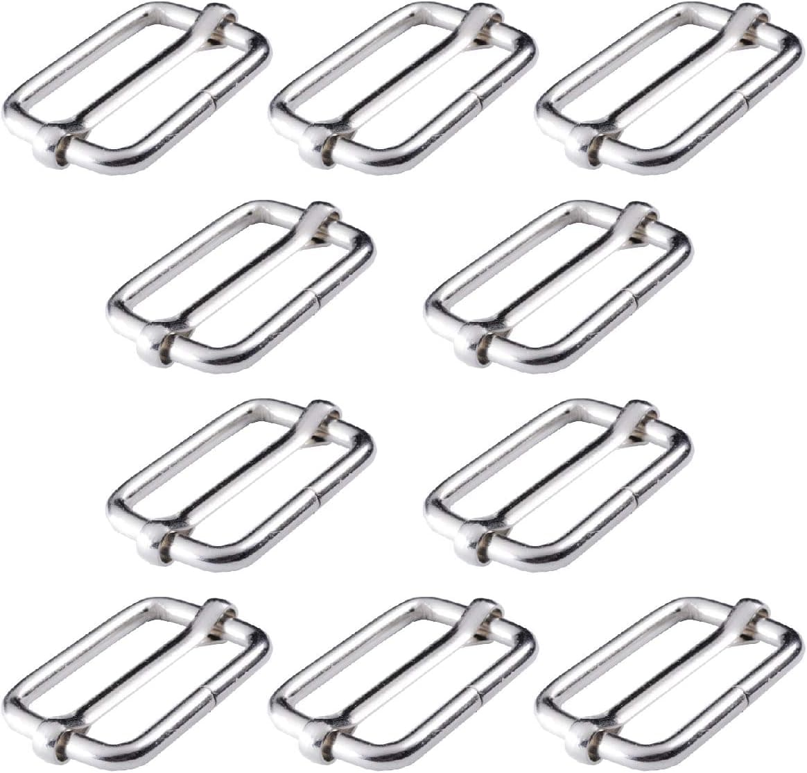 BEADNOVA Adjustable Slide Buckle 1 Inch Triglide Slides Metal Webbing Slider For Strap Belt Backpack Handbag DIY 10 Pieces Silver Color