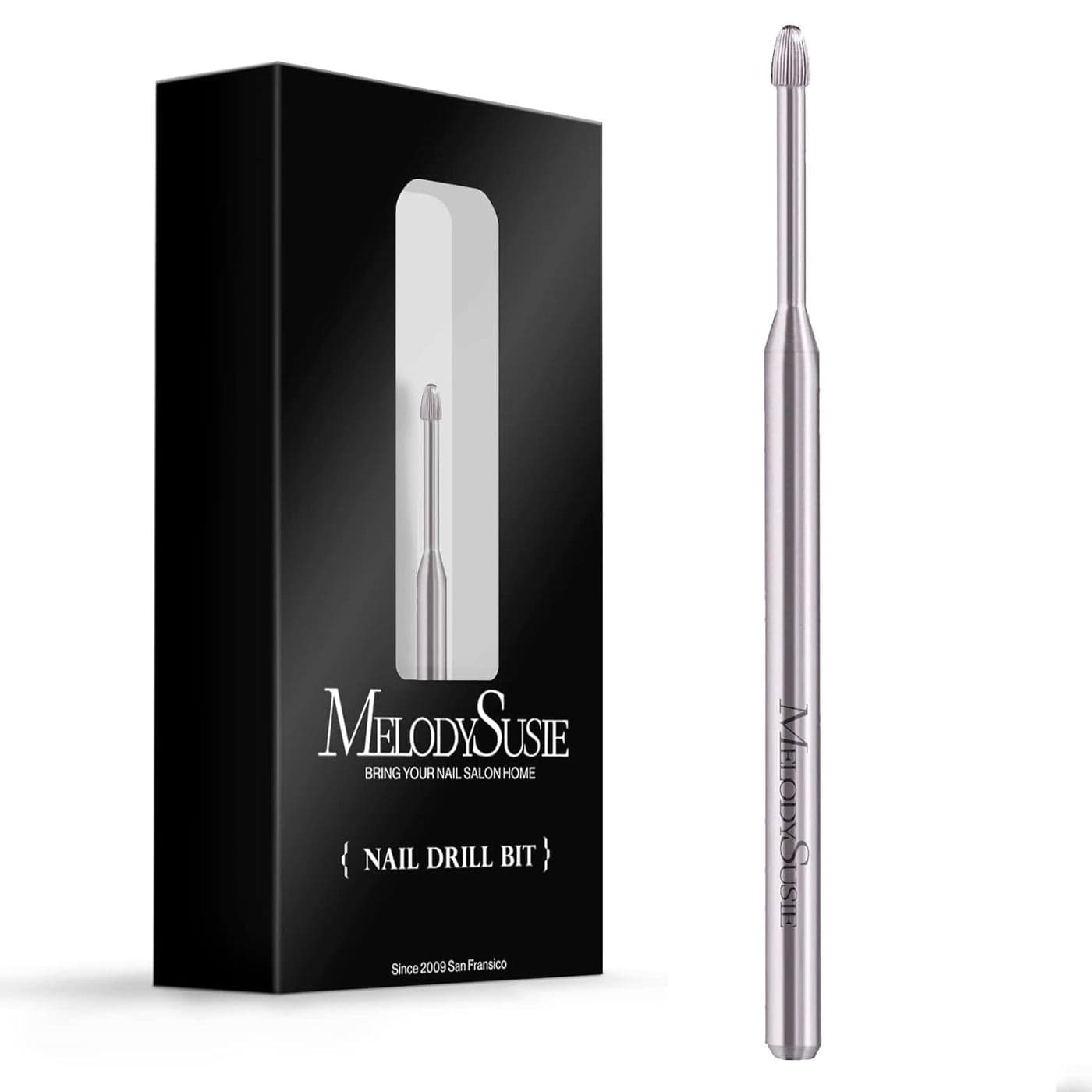 MelodySusie Cuticle Clean Nail Drill Bit 3/32'', Professional Safety Carbide Under Nail Cleaner Nail Bit for Cuticle Dead Skin Nail Prepare, Two Way Rotate, Manicure Nail Salon Supply(Silver, Fine)