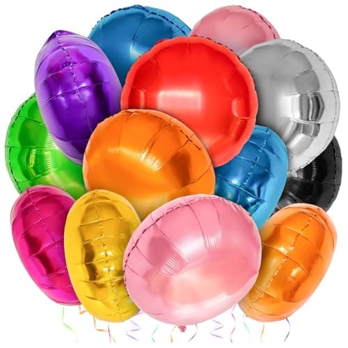 100 Pcs Round Foil Balloons 18 Inch Colorful Round Mylar Helium Balloon for Party Decorations