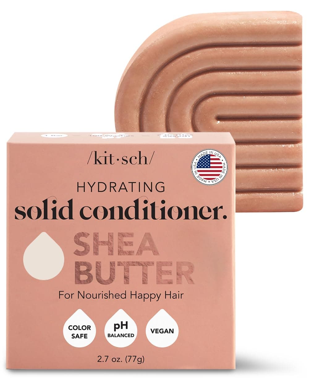Kitsch Shea Butter Conditioner Bar for Hair Hydration Nourishing Hair Mask Made in US EcoFriendly Zero Waste Solid Bar Conditioner Moisture for Dry Hair Works wNatural Shampoo Bar 27oz