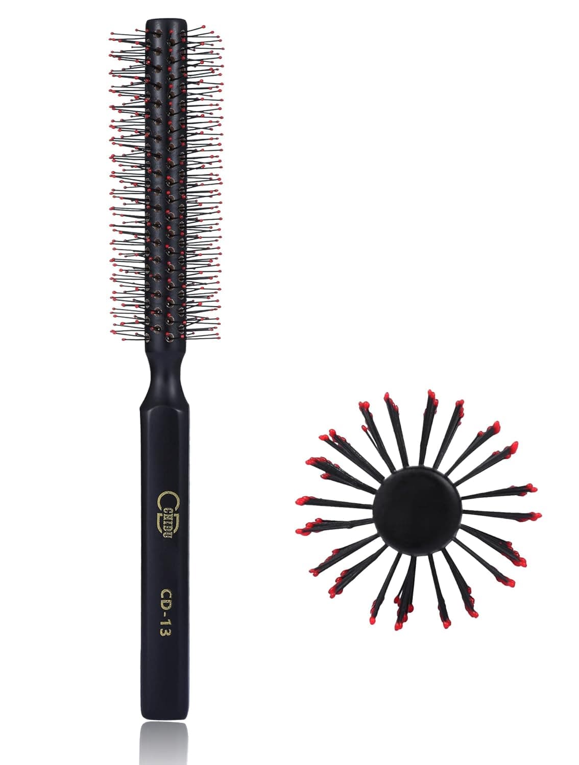 PERFEHAIR Small Round Hair Brush for Blow Drying Short Thin Fine Hair Wooden Styling Blowout Roller Hairbrush with Soft Nylon Bristles Both for Men Women 14 Inch
