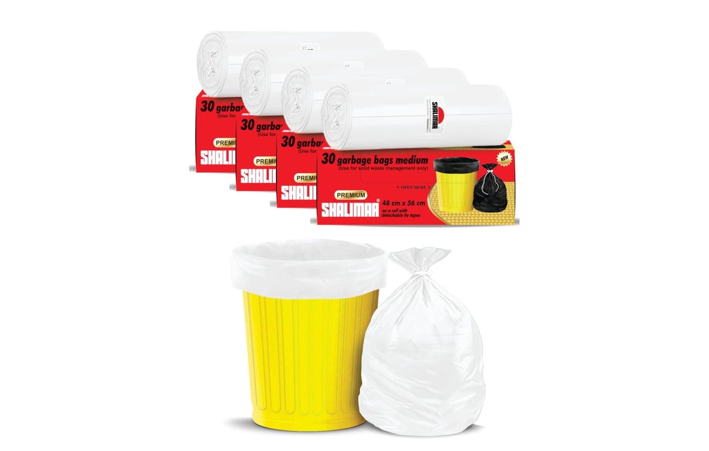 Shalimar Premium (Lavender Fragrance) Scented Garbage Bags | Medium 19 X 21 Inches | 120 Bags (30 Bags X 4 Rolls) | Dustbin Bag/Trash Bag | (White) - Perforated Box for Easy Dispensing