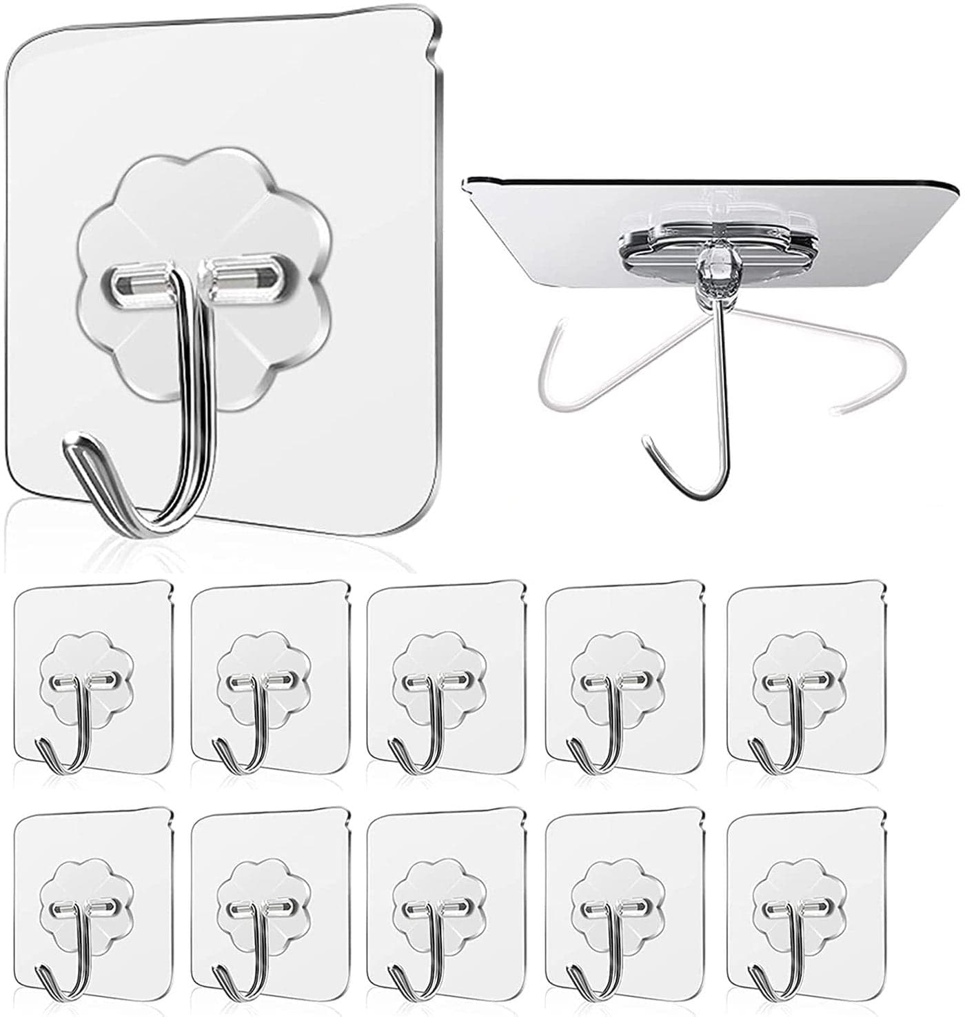Self Adhesive Wall Hanging Hooks Heavy Duty MultiFunctional Waterproof Ceiling Hanger Hook Hanging Robe Coat Towel Keys Bags Lights Calendars for Bathroom Home And Kitchen Flower Hook 10