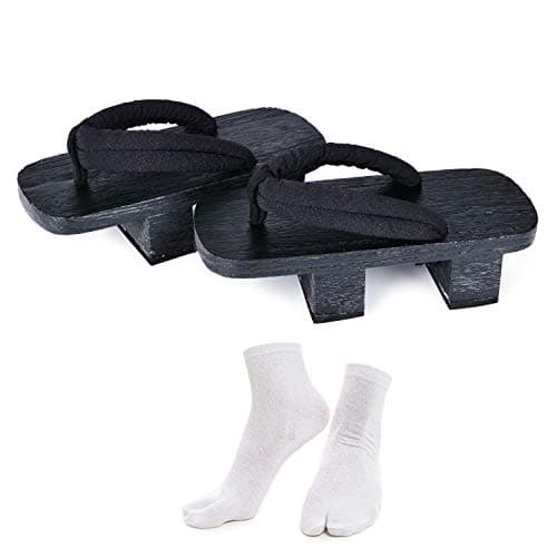 Japanese Wooden Clogs Sandals Japan Traditional Shoes Geta With Tabi Socks (US 7/24.5cm)