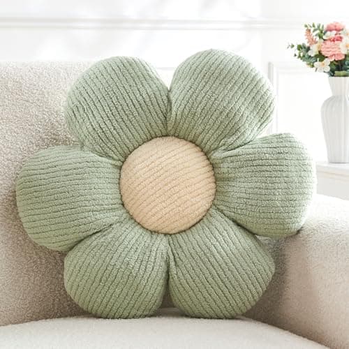 Mepherl Flower Throw PillowSage Green Flower Shaped Pillow Decorative Throw Pillows for Sofa CouchBed157 Soft Daisy Pillow Floor Seating Cushion for Home Decor
