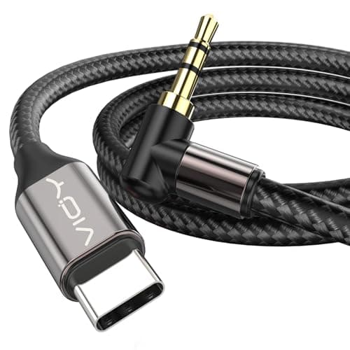 VIOY USB C to Aux 6.6 FT, Type C to 3.5mm Male Aux Cord for Car 90 Degree, USB-C to Headphone Stereo Cable Compatible with iPhone 16/15/Plus/Pro/Pro Max, Galaxy, iPad/Pro/Air