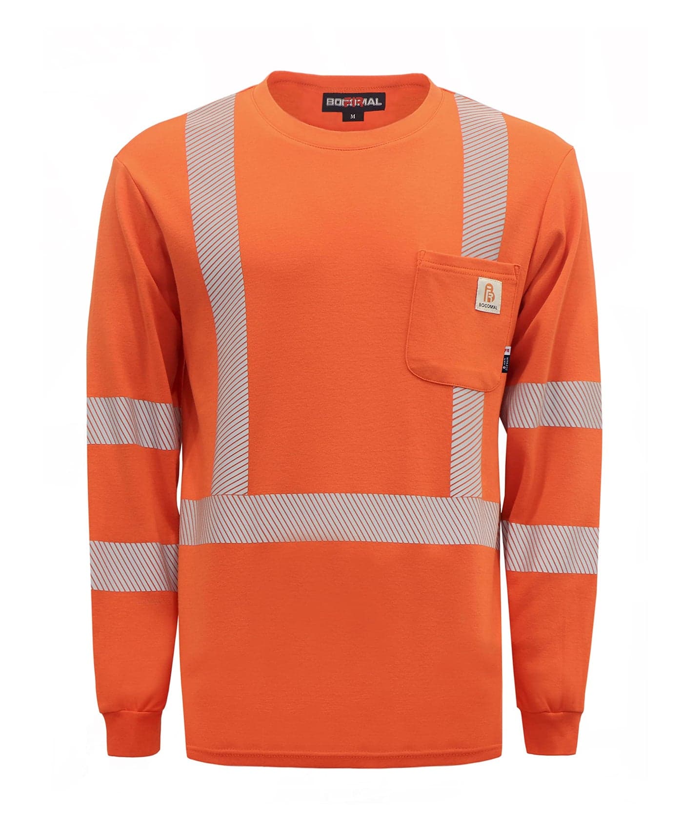BOCOMAL FR Tee Shirts High VisibilityHi Vis Flame ResistantFire Retardant Shirt 7oz Orange Mens Safety Shirts