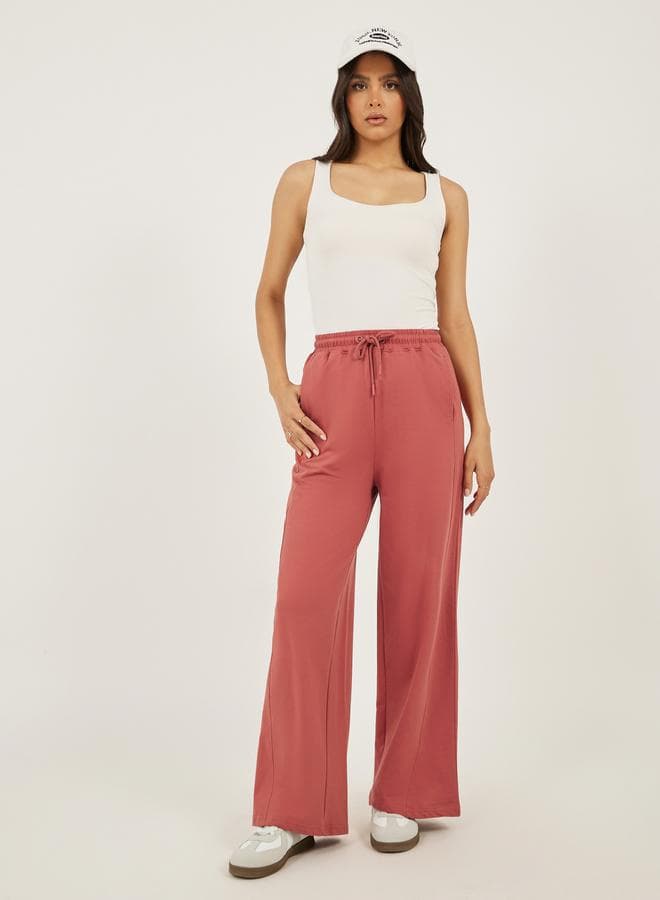Styli Diagonal Panelled Wide Leg Joggers