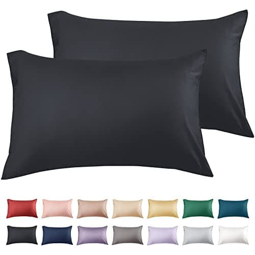 Warmstar Cotton Pillow Cases Standard Size Set of 2 600 Thread Count Pillowcases 20x26 Inches Soft Long Staple Cotton Pillowcases Breathable with Envelope ClosureBlack