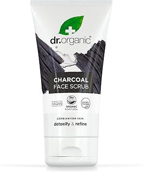 Dr Organic Charcoal Face Scrub Cleansing For Acne Clearing Skin Oily Problem Skin Natural Vegan CrueltyFree Paraben SLSFree Recycled Recyclable Organic 125ml Packaging may vary
