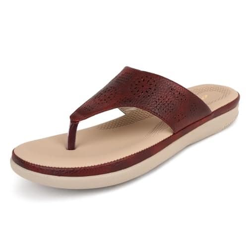 TRASE Flats for Women Stylish | Lightweight Comfortable Slippers for Woman | Soft Sole Ladies Footwear for All Day Comfort (Cherry, 36 EURO)