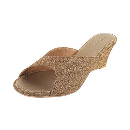 Mochi Womens Synthetic Antic Gold Mules (Size (4 UK (37 EU))