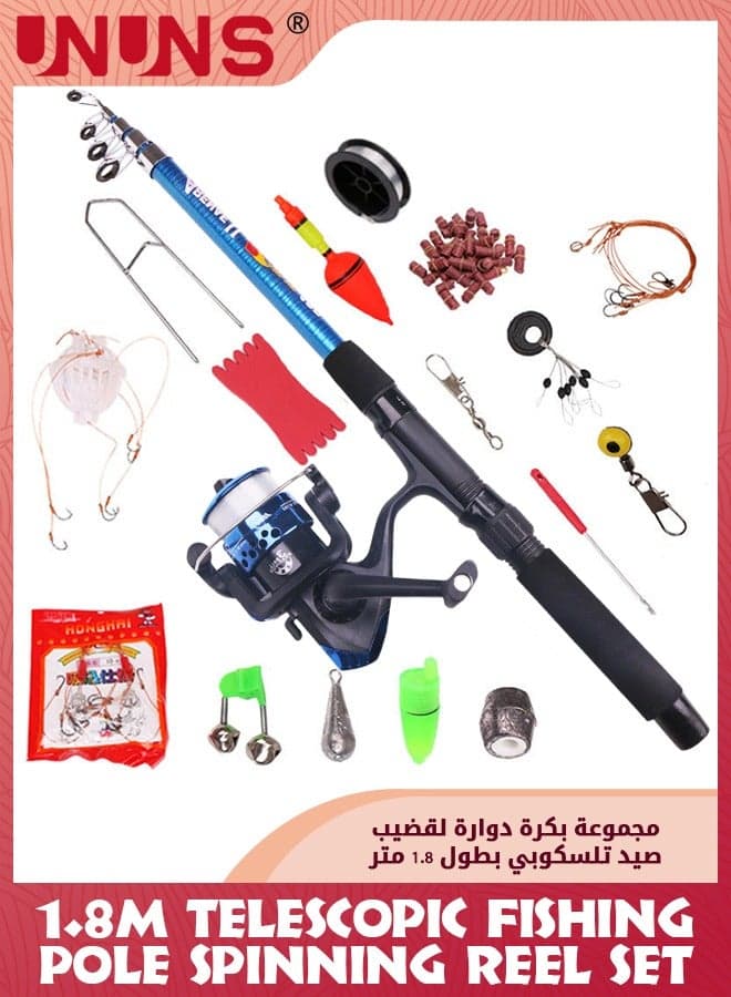 Fishing Gear Kit,1.8M Retractable Fishing Rod,3-Axes Fishing Reel,Fishing Lines,Complete Saltwater Freshwater Fishing Gear For Fisherman Fishing Enthusiast,Fishing Necessary Accessory