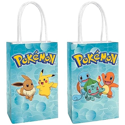 Printed Paper Kraft Bags 825 x 525 x 3 8 Pieces Perfect for Parties Gifts Goodies Pokemon