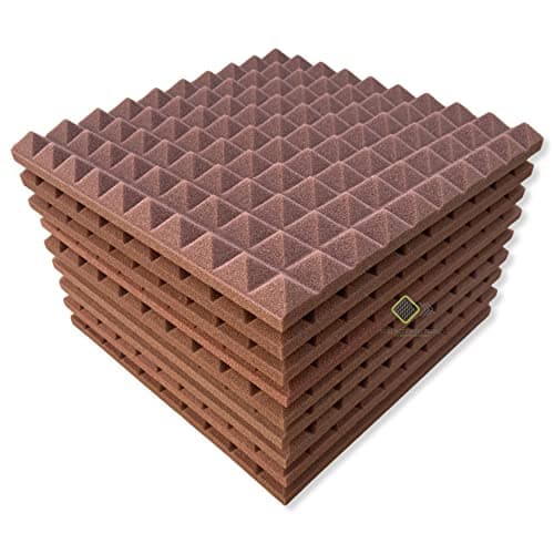 YGM Acoustic Foams® Pyramid Studio Soundproofing - Set of 9 (Acoustic Foam Tiles 1'x1' 1 Inches) (Coffee)