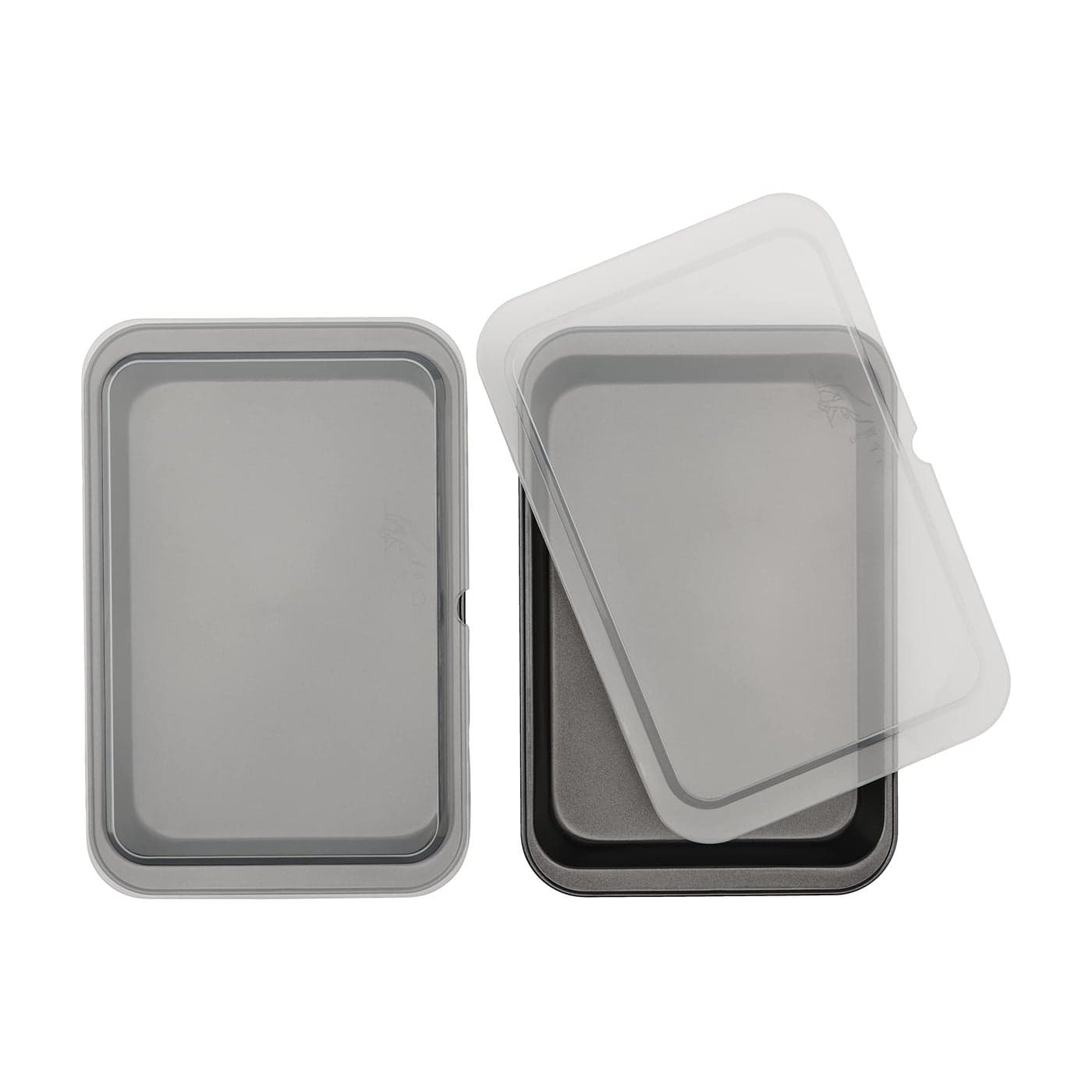 GoodCook Set of 2 Nonstick Steel 13 x 9 Cake Baking Pans with Covers Gray