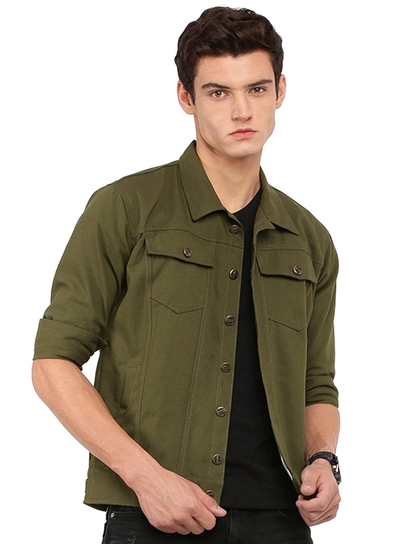 VOXATI Men's Denim Jacket kjt210kp-l_Olive_L