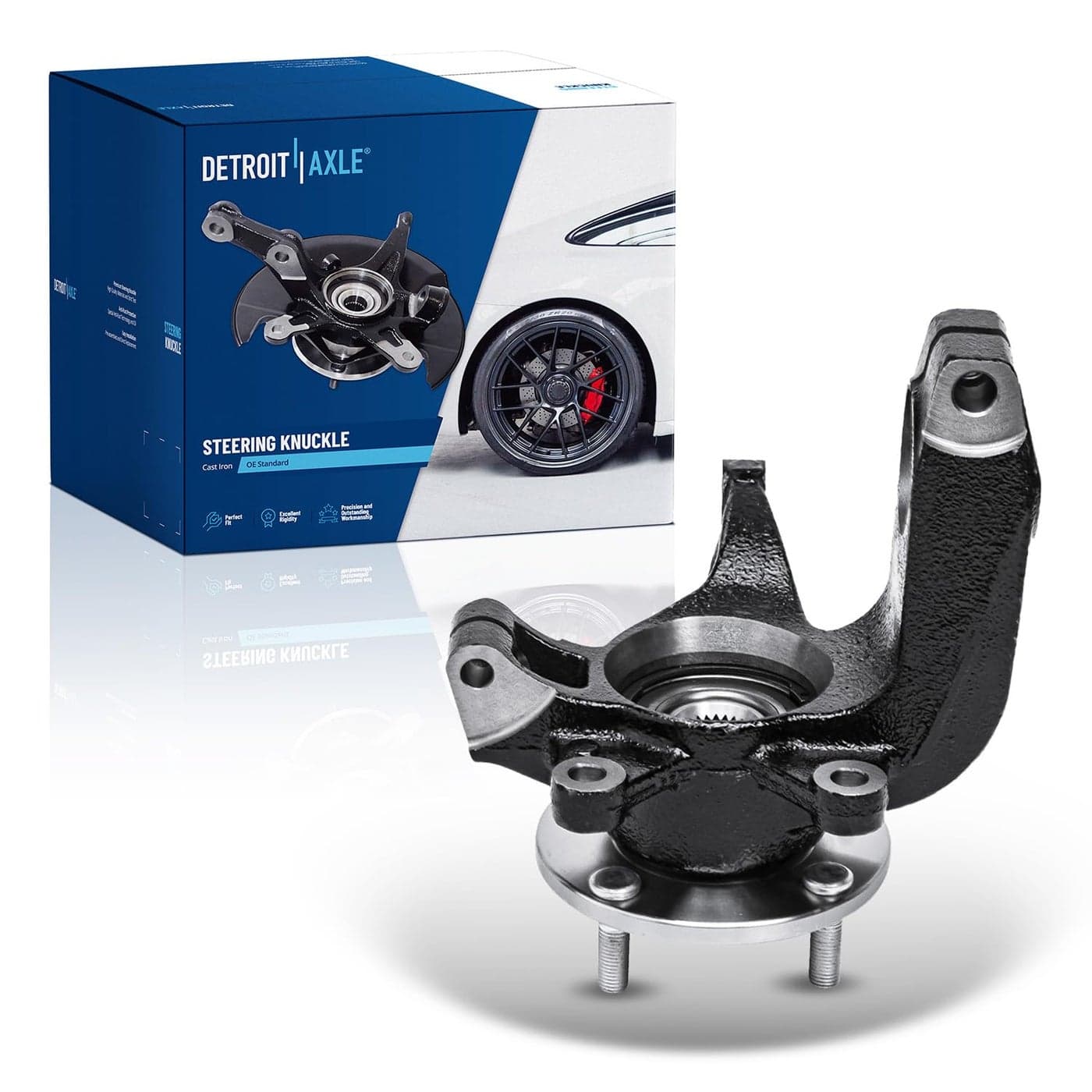 Detroit Axle Front Left Steering Knuckle for 20062011 Ford Focus 2007 2008 2009 2010 Driver Side Complete Steering Knuckle Wheel Bearing Hub Assembly Replacement