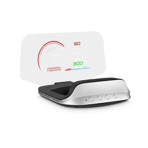 AZIJYV Heads Up Display for Cars C3, Obd2 Gauge Display with Speed, Water Temperature, Fuel Consumption, Overspeed Alarm, Specular Projection Car Speedometer Display Suitable for All Cars