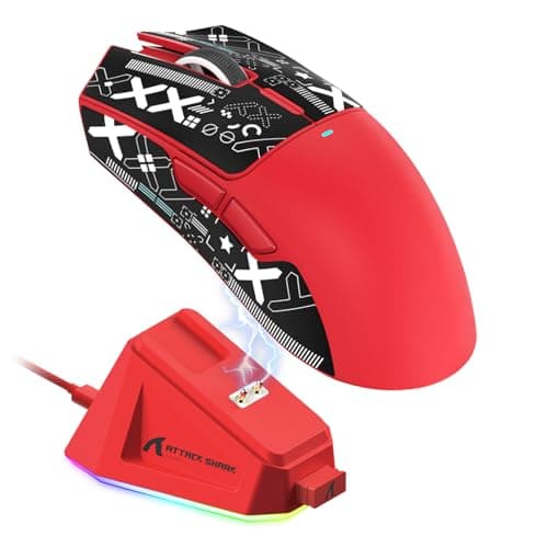 ATTACK SHARK X11 UltraLight Triple Mode Gaming Mouse PAW3311 Optical Sensor 22K DPI 5 programmable Buttons with Magnetic Charging Stand for PCMac RedSticker