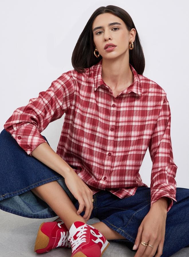 Styli Classic plaid street casual oversized shirt